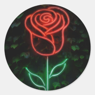 Adesivo Redondo Luz de Neon Vermelho Rosa de Hera Doce 16 16º Aniv