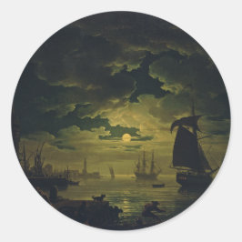Adesivo Redondo Luz do Luar Sobre Palermo Arte de Alta Fidelidade