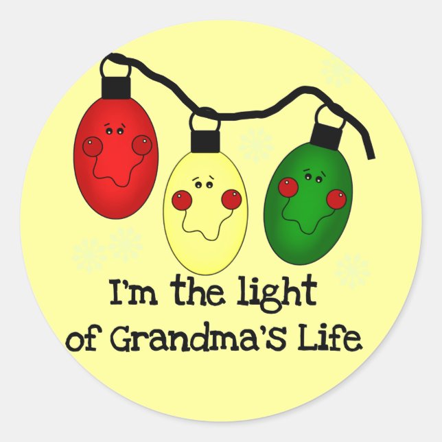 Adesivo Redondo Luz dos Camisetas de Férias da Vovó e Presentes (Frente)