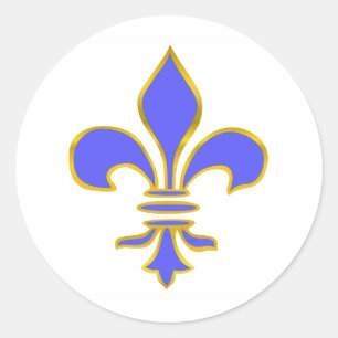 Adesivo Redondo luz - flor de lis azul