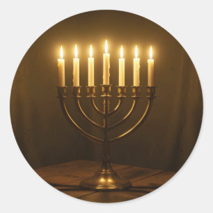 Adesivo Redondo Luz Sagrada – Festival das Luzes Hanukkah Clássico