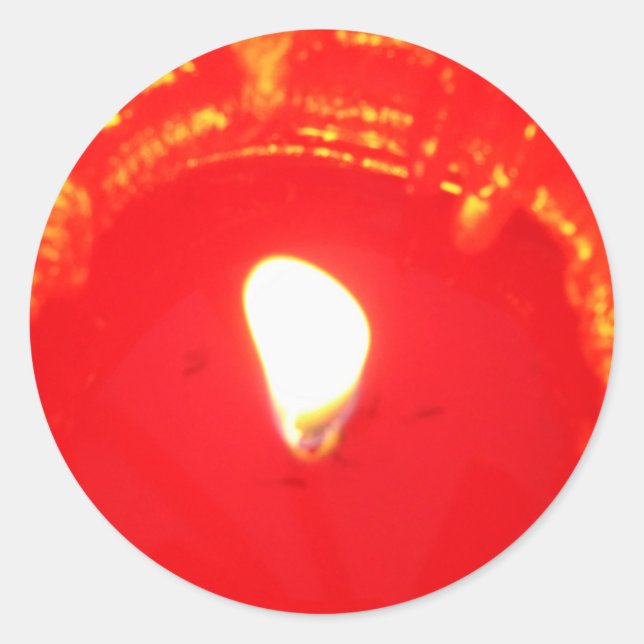 Adesivo Redondo Luz Vermelha, Chama, Vela, Amor de Natal (Frente)