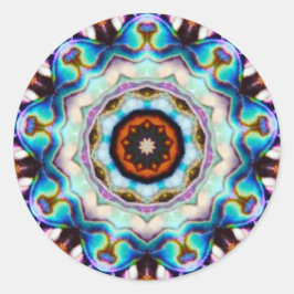 Adesivo Redondo Luzes Azuis do Fractal Paua Shell
