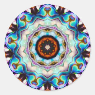 Adesivo Redondo Luzes Azuis do Fractal Paua Shell