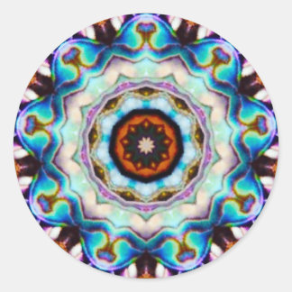 Adesivo Redondo Luzes Azuis do Fractal Paua Shell