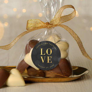 Adesivo Redondo Luzes Bokeh Escuras Falso Amor Dourado