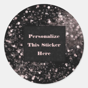 Adesivo Redondo Luzes brilhantes pretas e cor-de-rosa brilham bril