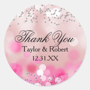 Adesivo Redondo Luzes cor-de-rosa agradecidas