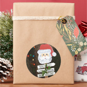 Adesivo Redondo Luzes da árvore de Papai Noel