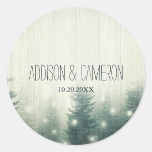 Adesivo Redondo Luzes da floresta   Foco de Envelope Russo