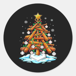 Adesivo Redondo Luzes de árvore de beisebol de Natal Xmas