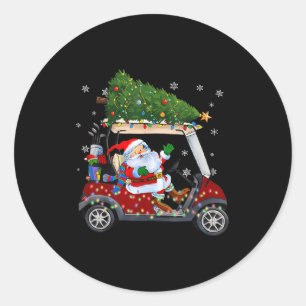 Adesivo Redondo Luzes de árvore de Natal de carrinho de golfe do P