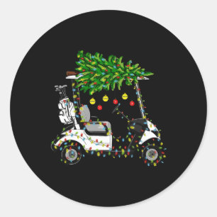 Adesivo Redondo Luzes de árvore de Natal de carrinho de golfe Xmas