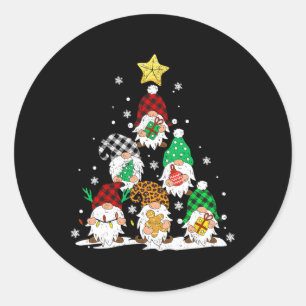 Adesivo Redondo Luzes de árvore de Natal de gnomos fofos Gnomies G