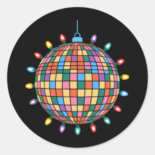 Adesivo Redondo Luzes de Bola de Disco de Natal Enfeite Colorido N