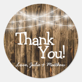 Adesivo Redondo Luzes de Corda de Casca de Madeira Rústica