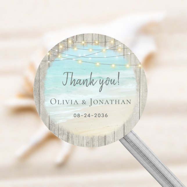 Adesivo Redondo Luzes de Corda de Madeira Rústica Casamento na Pra (Criador carregado)