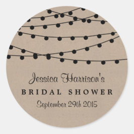 Adesivo Redondo Luzes de corda preta no Chá de panela Kraft russo