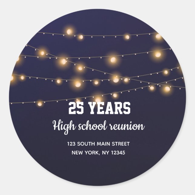 Adesivo Redondo Luzes de cordas modernas (Frente)