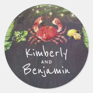 Adesivo Redondo Luzes de Cordas Tropicais de Palmeiras de Crab Bea