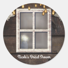 Adesivo Redondo Luzes de janela de celeiro de campo rústico e Favo