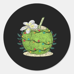 Adesivo Redondo Luzes de Natal Coco Tropical Verão Natal