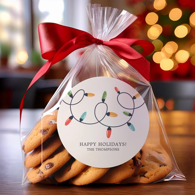 Adesivo Redondo Luzes de Natal coloridas (Criador carregado)