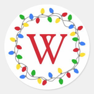 Adesivo Redondo Luzes de Natal  Coroa circundante Personalizada