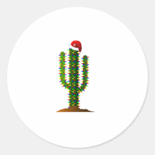 Adesivo Redondo Luzes de Natal da Arizona Saguaro Cactus