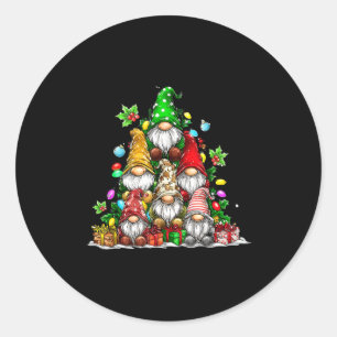 Adesivo Redondo Luzes de Natal de Gnomos Lindos Árvore de Natal Gn