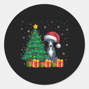 Adesivo Redondo Luzes de Natal de Greyhound Santa Hat, Itália Feia
