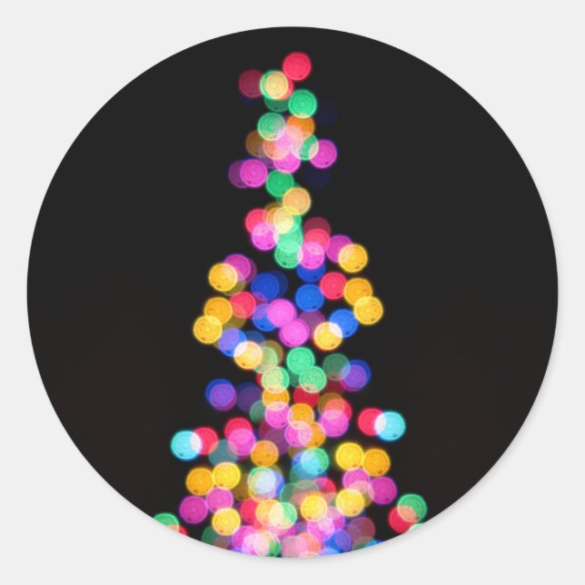 Adesivo Redondo Luzes de Natal Desfocadas (Frente)