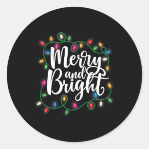 Adesivo Redondo Luzes de Natal Divertidas Alegres e Brilhantes Fér