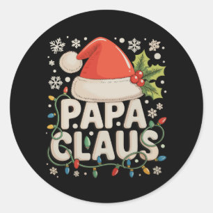 Adesivo Redondo Luzes de Natal do Papai Noel Roupas de Família Com