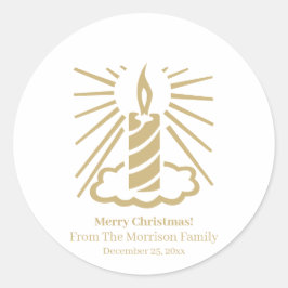 Adesivo Redondo Luzes de Natal dourado nome personalizado