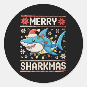 Adesivo Redondo Luzes de Natal Feias de Natal Feias de Sharkmas fe