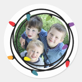 Adesivo Redondo Luzes de Natal felizes e brilhantes