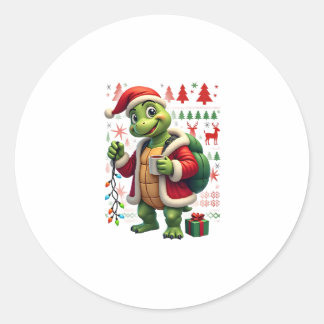 Adesivo Redondo Luzes de Natal Tartaruga Papai Noel Feio Natal Tar