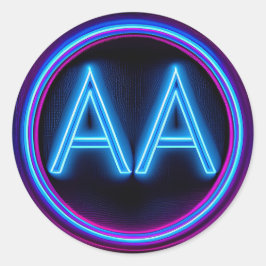 Adesivo Redondo Luzes de Neon de Recuperação AA