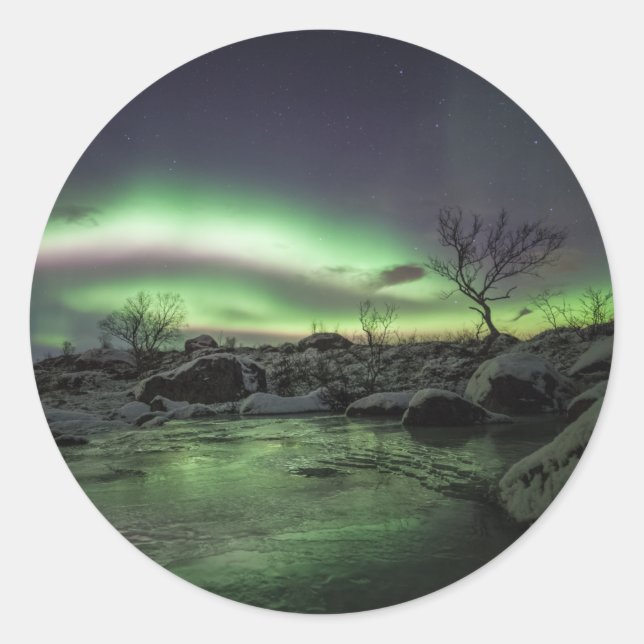 Adesivo Redondo Luzes do norte (Frente)