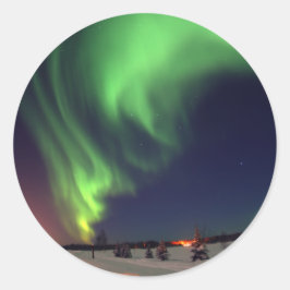 Adesivo Redondo Luzes do norte no Lago Urso