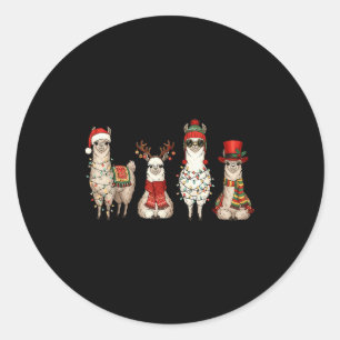 Adesivo Redondo Luzes do Quarteto de Llamas de Natal Chifre do Pap