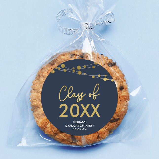 Adesivo Redondo Luzes Douradas falsas Classe de Festa de formatura (Criador carregado)