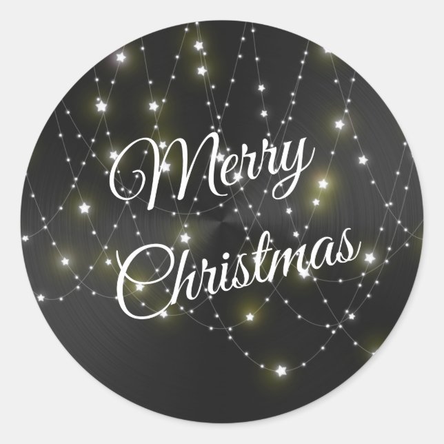 Adesivo Redondo Luzes Metálicas Pretas Trendentes (Frente)