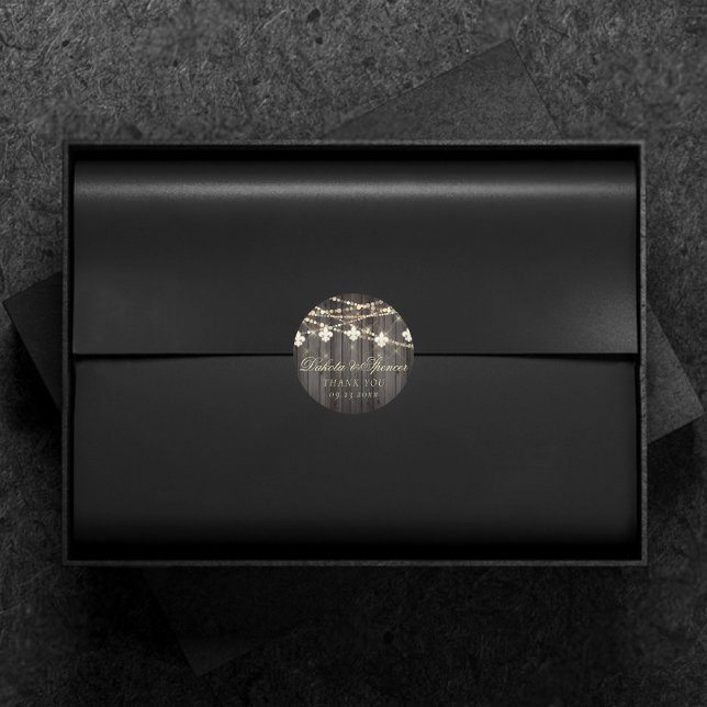 Adesivo Redondo Luzes Rústicas Fleur de Lis | Casamento Boho Chic (Criador carregado)