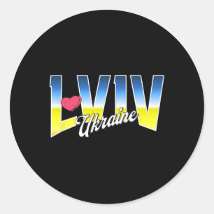 Adesivo Redondo Lviv Ucrânia Bandeira Patriótica Orgulho Nacional 