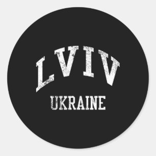 Adesivo Redondo Lviv Ucrânia Retro Anos 70 Estilo Esportivo Univer