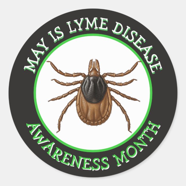 Adesivo Redondo Lyme Disease Awareness Month | Deer Tick  (Frente)
