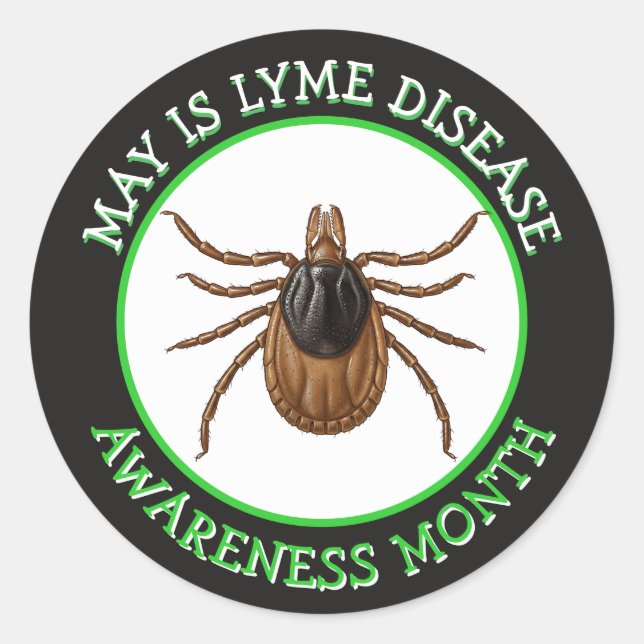 Adesivo Redondo Lyme Disease Awareness Month | Deer Tick  (Frente)