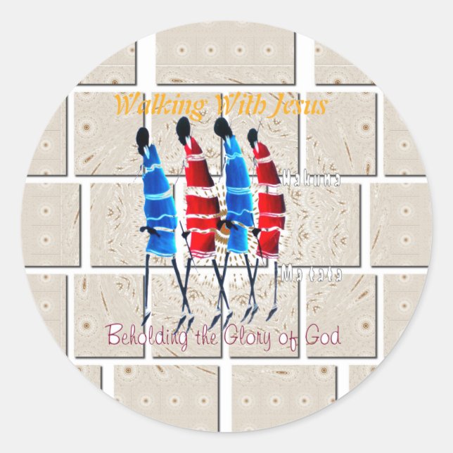 Adesivo Redondo Maasai Morans Christian Art Impressão (Frente)